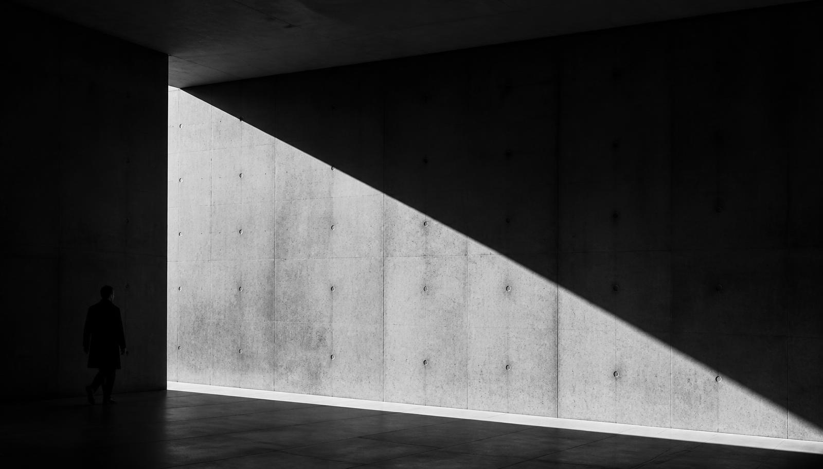 Arquitetura minimalista em preto e branco